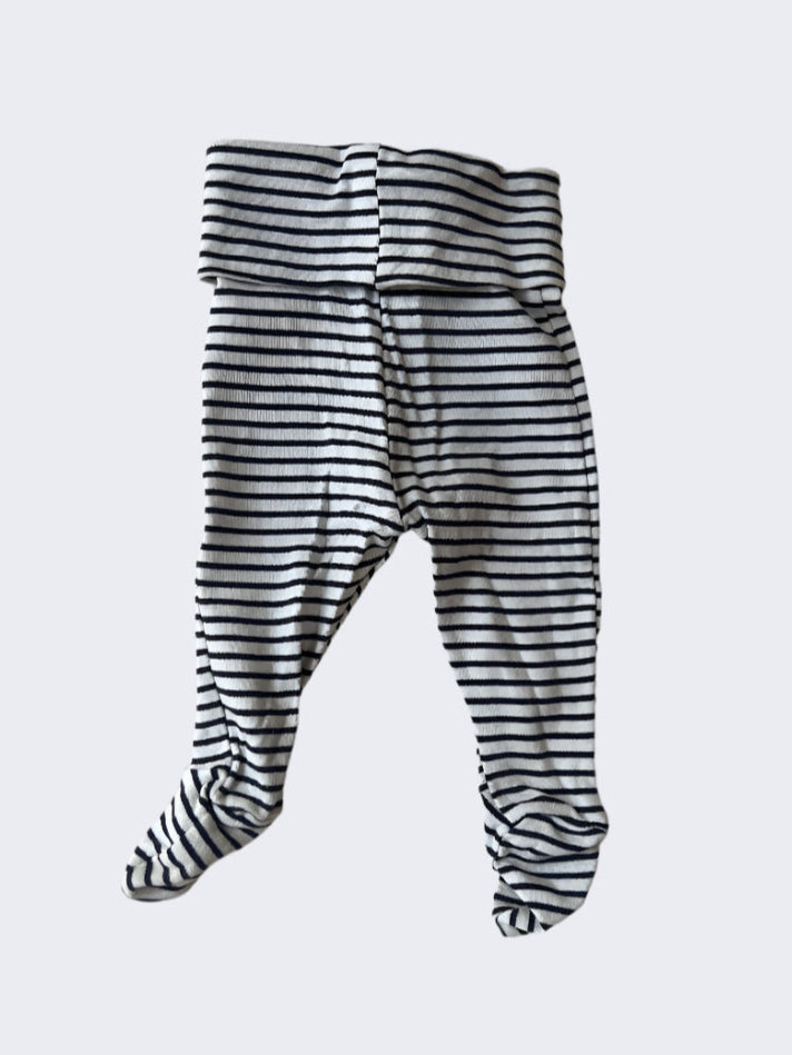 Cotton On Baby Black/Navy Striped Footed Leggings, 0-3m