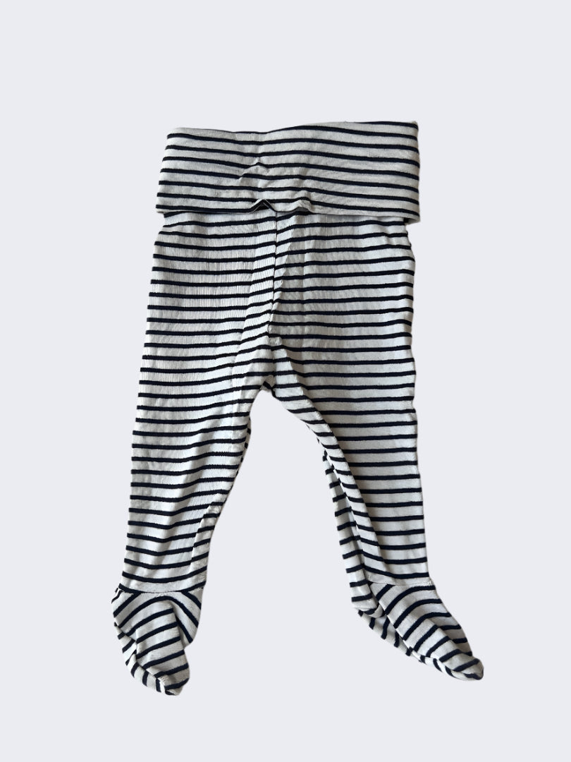 Cotton On Baby Black/Navy Striped Footed Leggings, 0-3m
