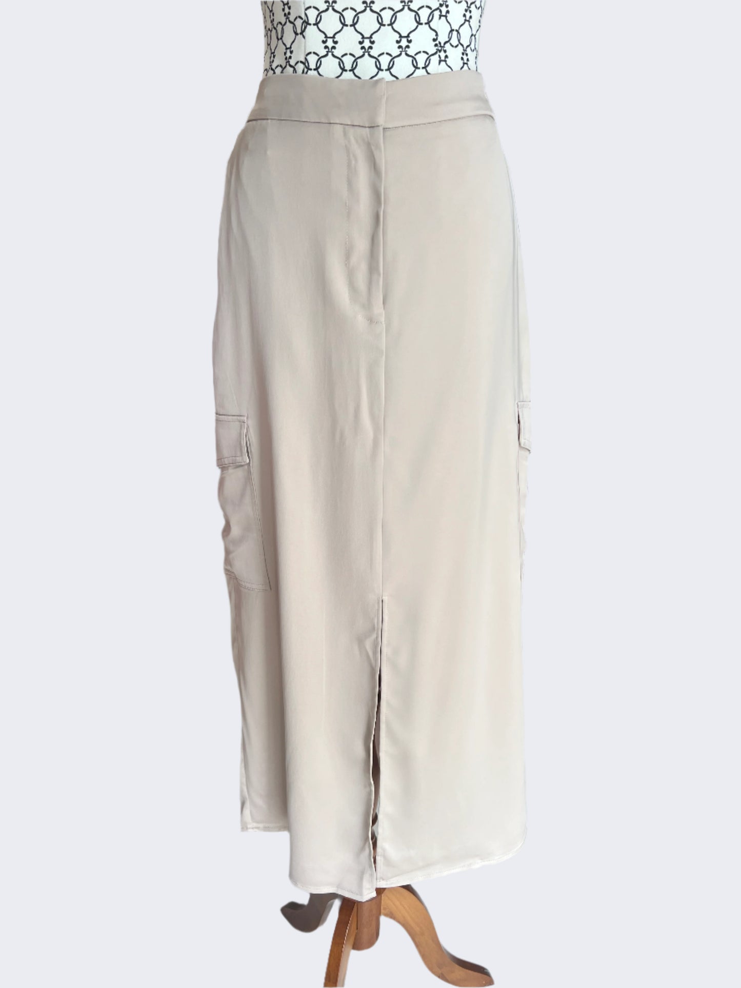 DECJUBA Beige Satin Maxi Skirt (Brand New), 12