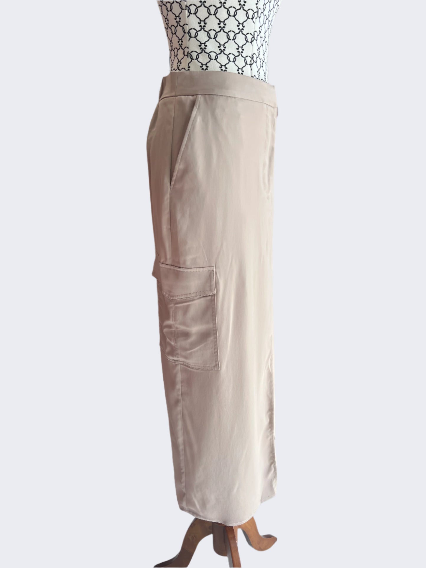DECJUBA Beige Satin Maxi Skirt (Brand New), 12
