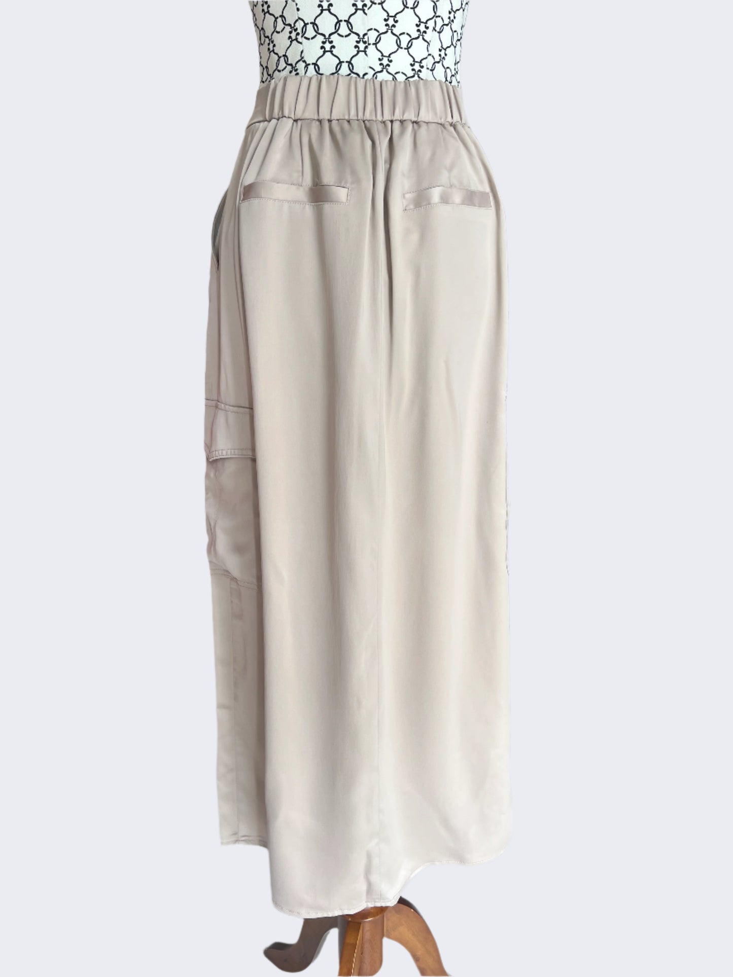 DECJUBA Beige Satin Maxi Skirt (Brand New), 12