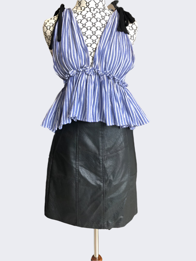 Dotti Black Mini Leather Skirt, 8