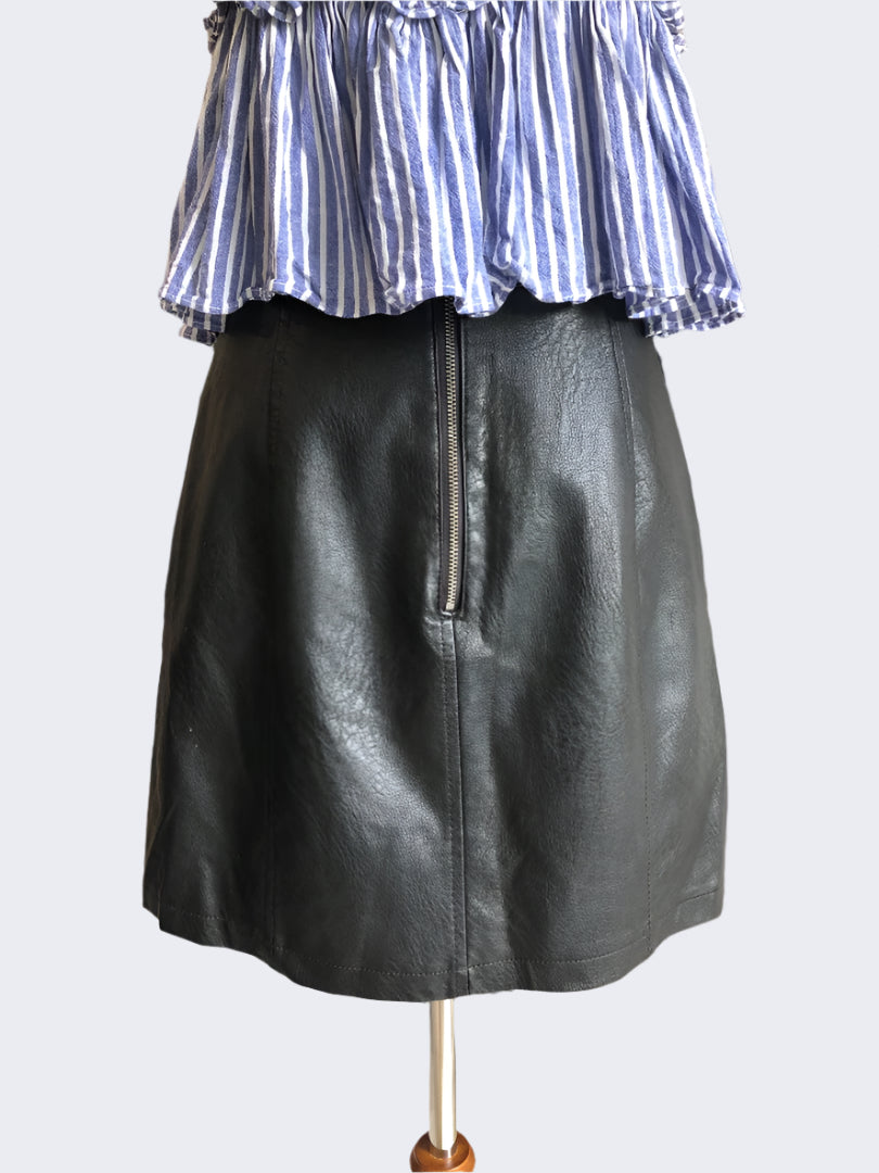 Dotti Black Mini Leather Skirt, 8