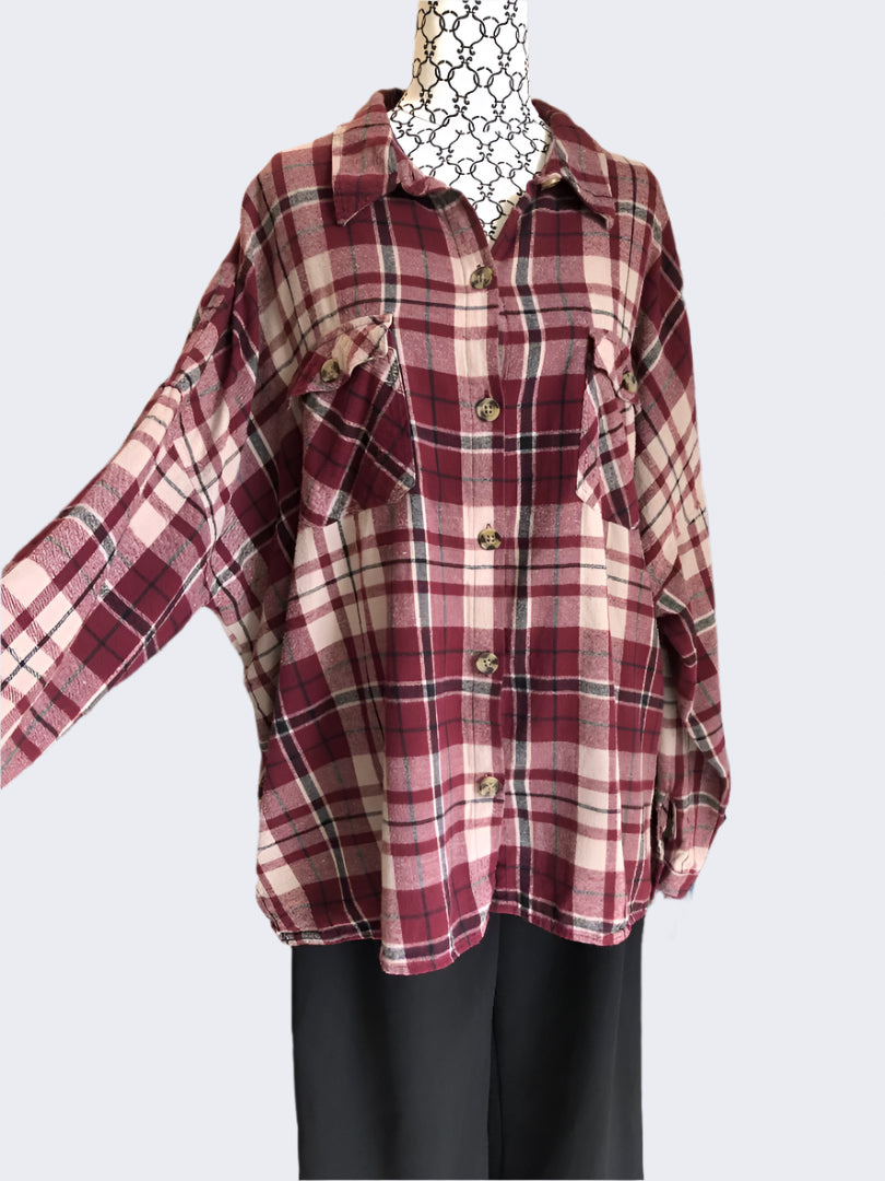 H&H Burgundy Check Shirt, 20