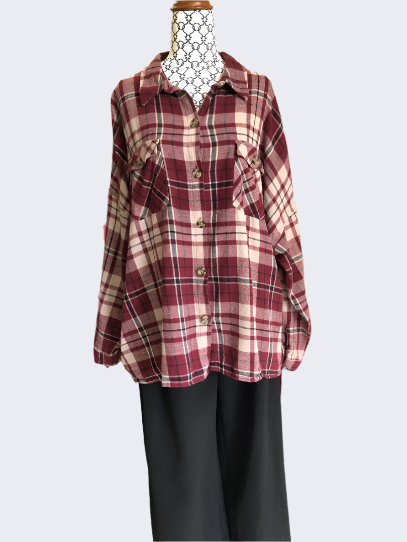 H&H Burgundy Check Shirt, 20
