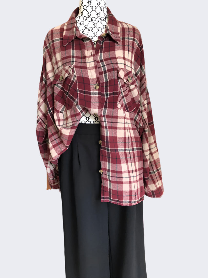 H&H Burgundy Check Shirt, 20