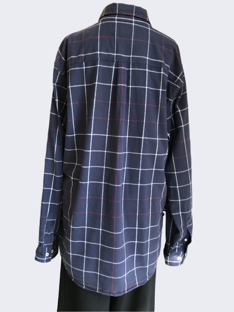 Huffer Navy Check Shirt, XL