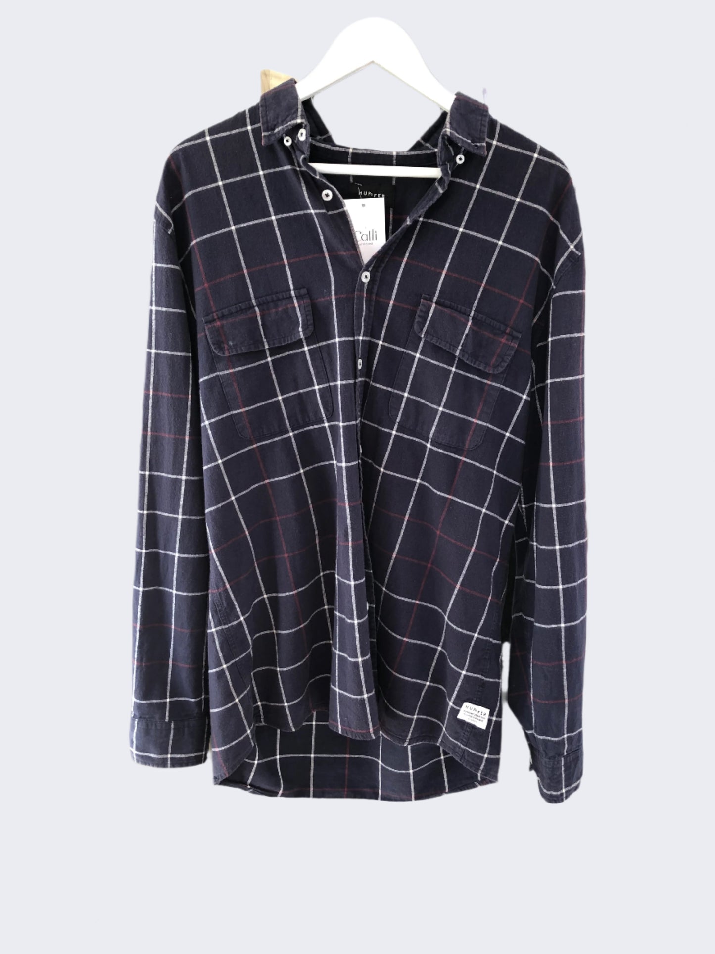 Huffer Navy Check Shirt, XL