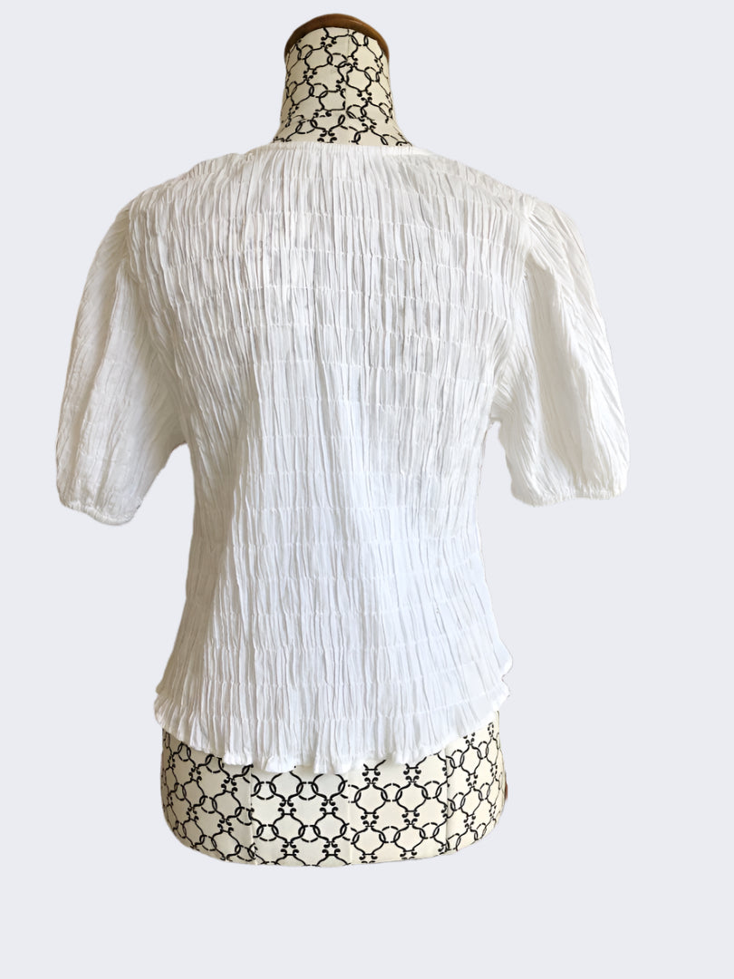 Glassons White Ruffled V Neck Top, 6