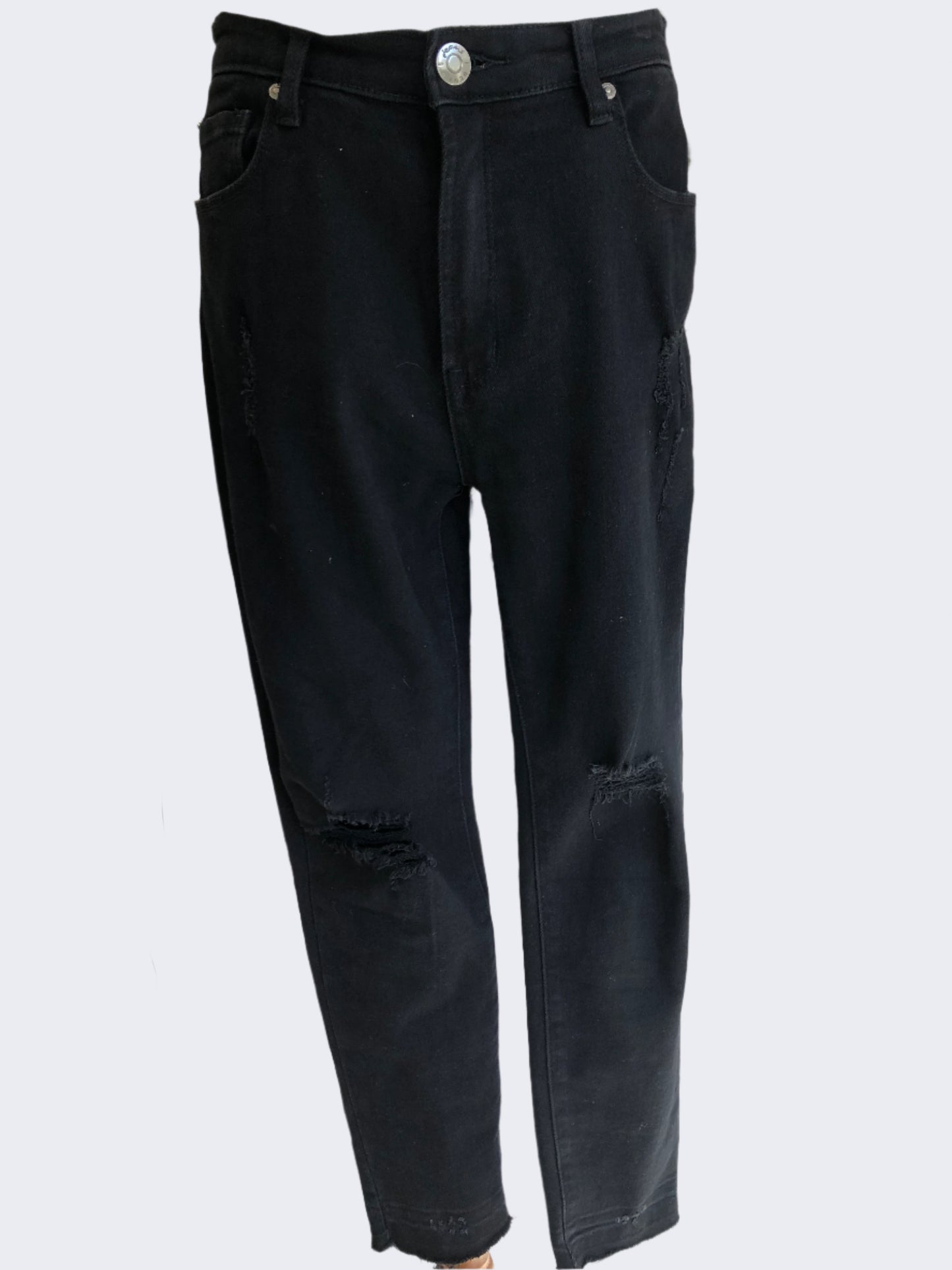 Wakee Black Ripped Denim Jeans, 12
