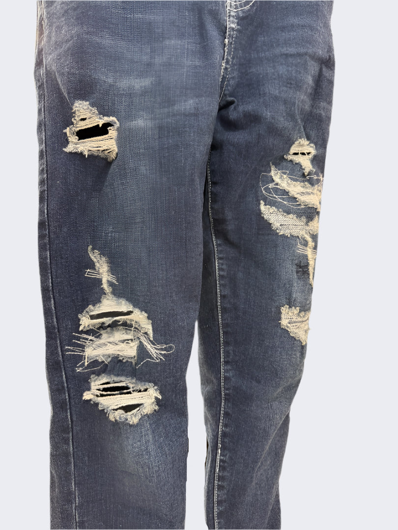 Chic Denim Dark Wash ripped Denim Jeans, 12