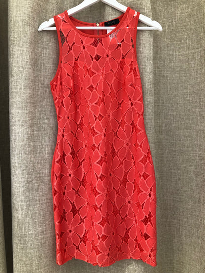 Pagani Red Sleeveless Mini Dress Floral Lace Front - 10