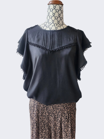 Max Black Frill Top, 14