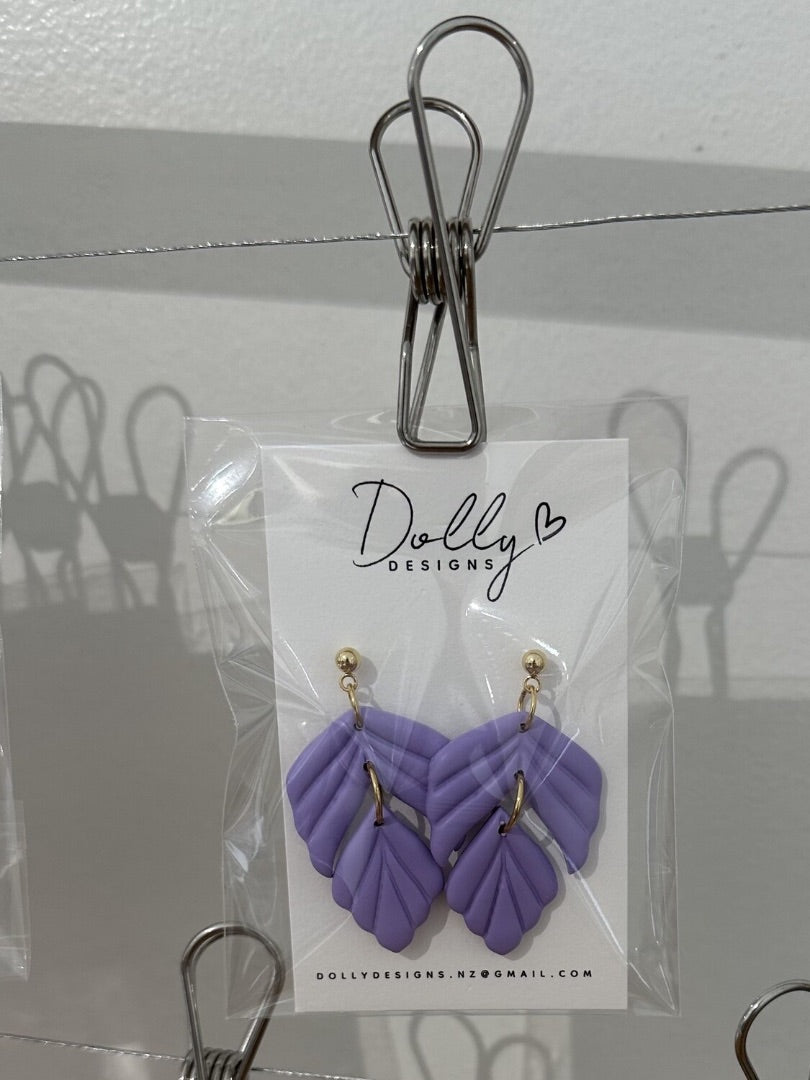 Dolly Designs Leaf Dangles - Purple