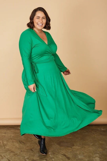 BASICS Green Wrap Dress 3XL