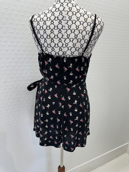 Dotti Black Dainty Floral Wrap Waist Playsuit