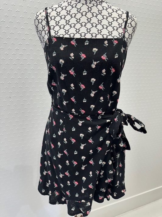 Dotti Black Dainty Floral Wrap Waist Playsuit