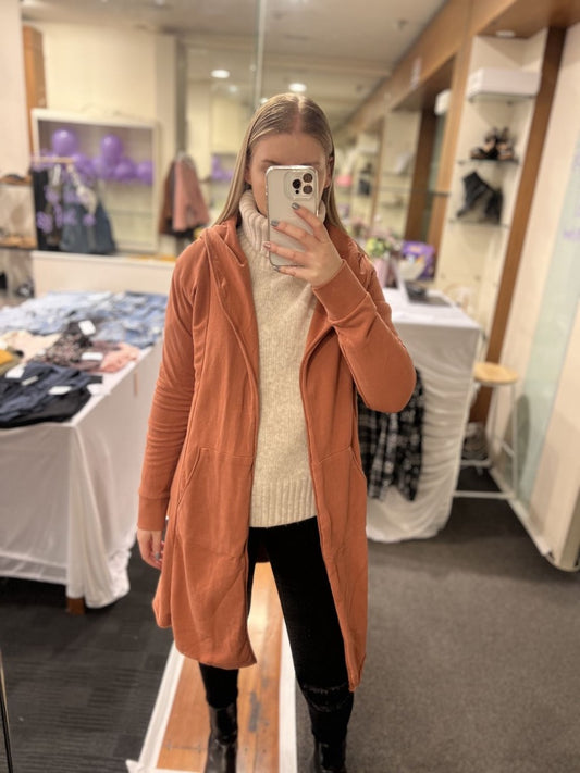 Foxwood Burnt Orange Hooded Long Cardigan - 6