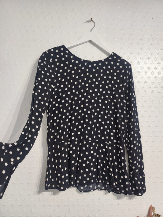 Fate & Becker Black & White Polka-Dot Tiered Top - 8