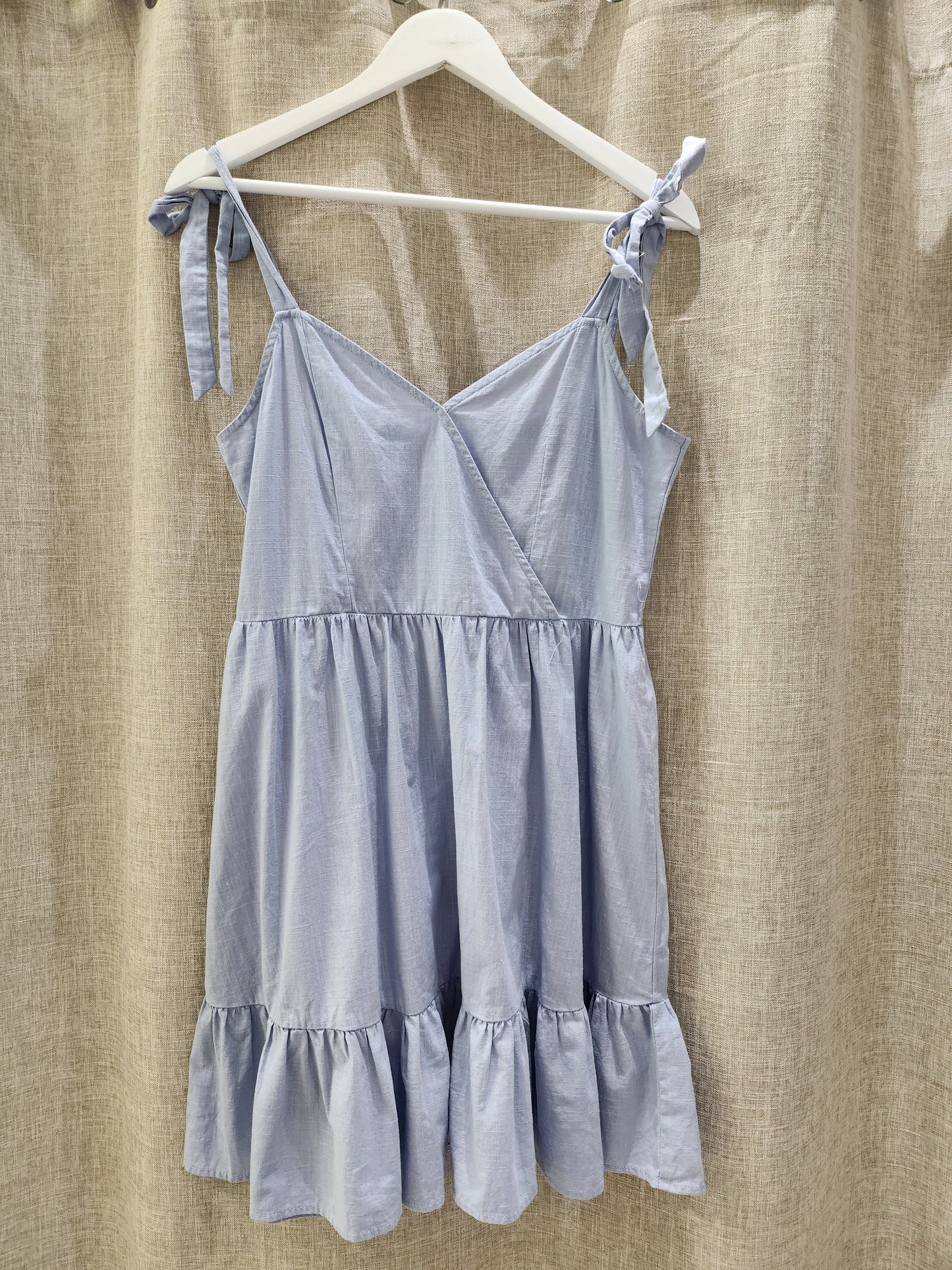 Cotton On Light Blue Tiered Mini Sundress - L