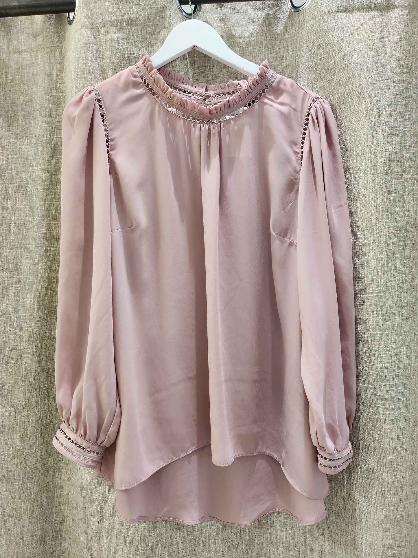 City Chic Blush Pink Cut Out Detail Long Sleeve Top - XS