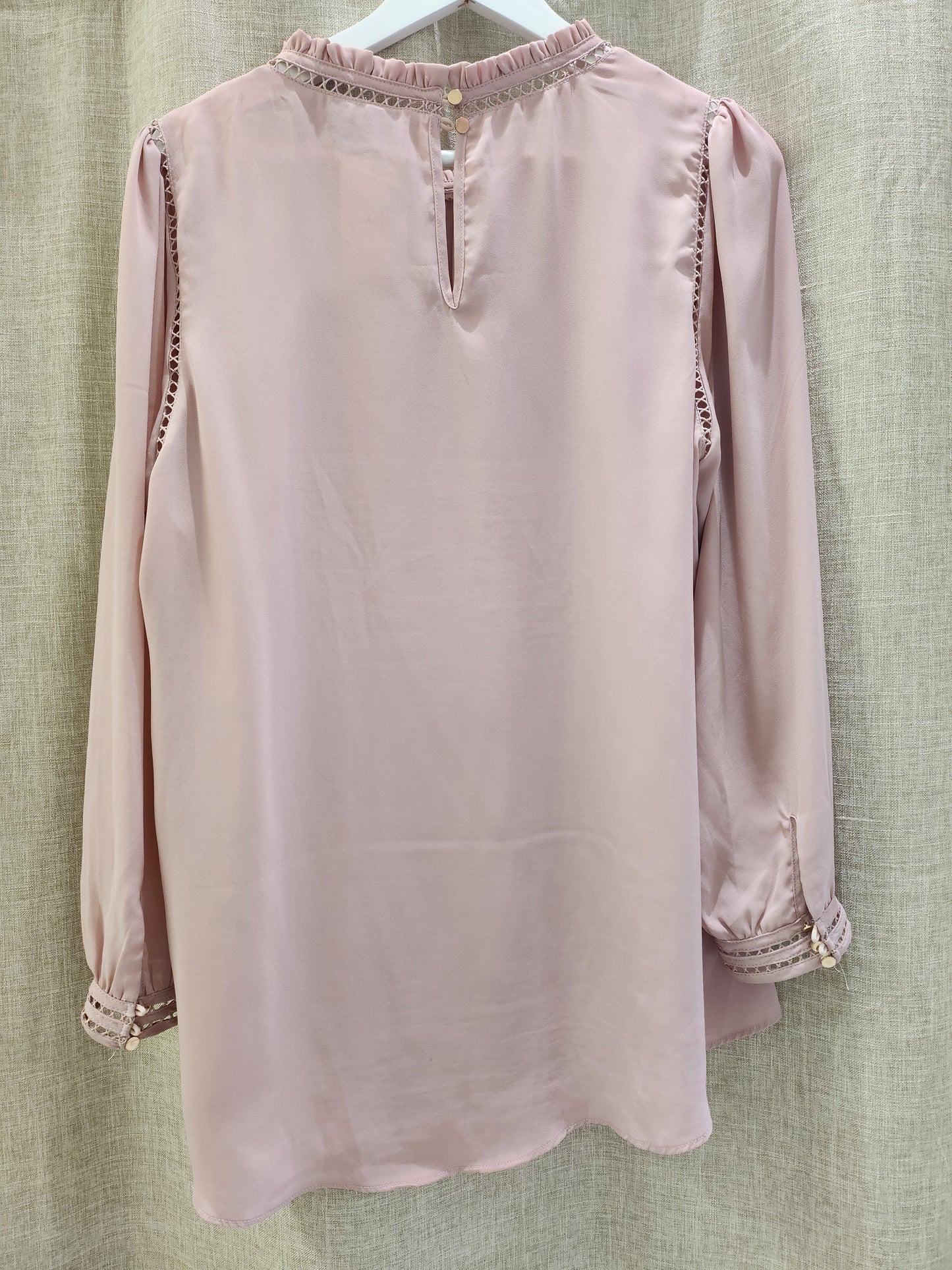 City Chic Blush Pink Cut Out Detail Long Sleeve Top - XS