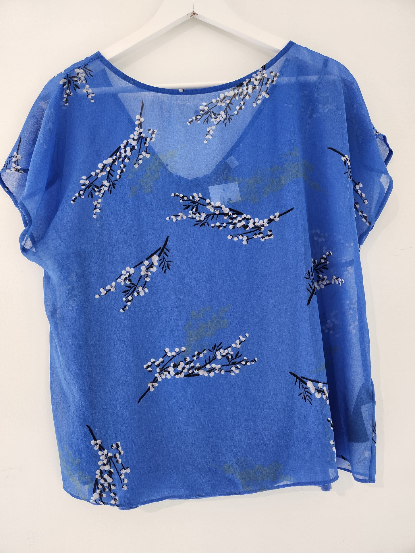 Mint Velvet Blue Floral Sheer Top - 14