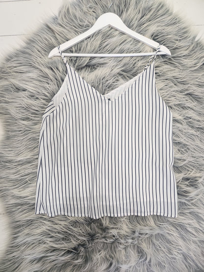 Cotton On White & Navy Blue Stripped Singlet M