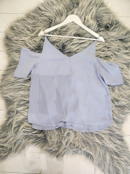 Glassons Light Blue Open Shoulder Flowy Top 10