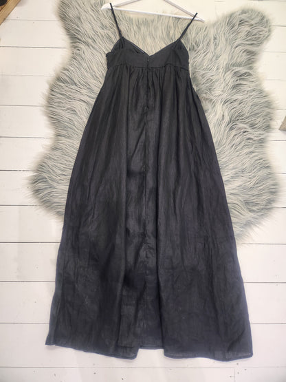 Aere Black Linen Maxi Dress, 10