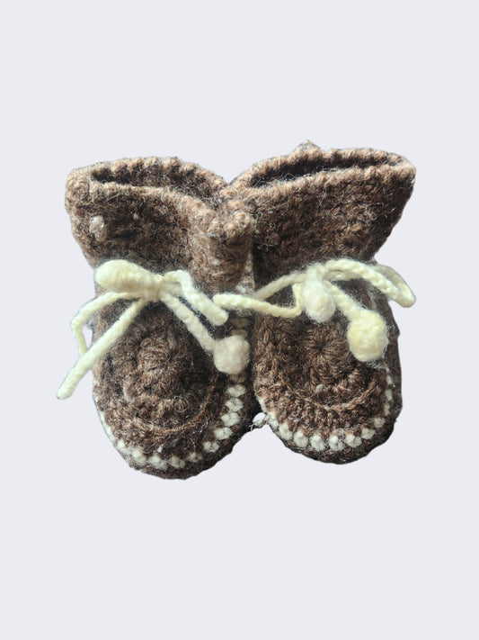 Brown Knitted Booties, 3 Months