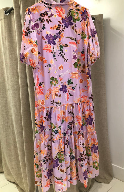 Charlo Purple Floral Button Up Dress - 16