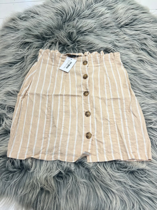 Cotton On Beige and White Striped Mini Skirt - Small