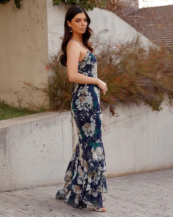 (Ex-Rental) Izzy Navy Floral Maxi Dress 8