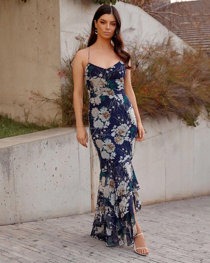 (Ex-Rental) Izzy Navy Floral Maxi Dress 8