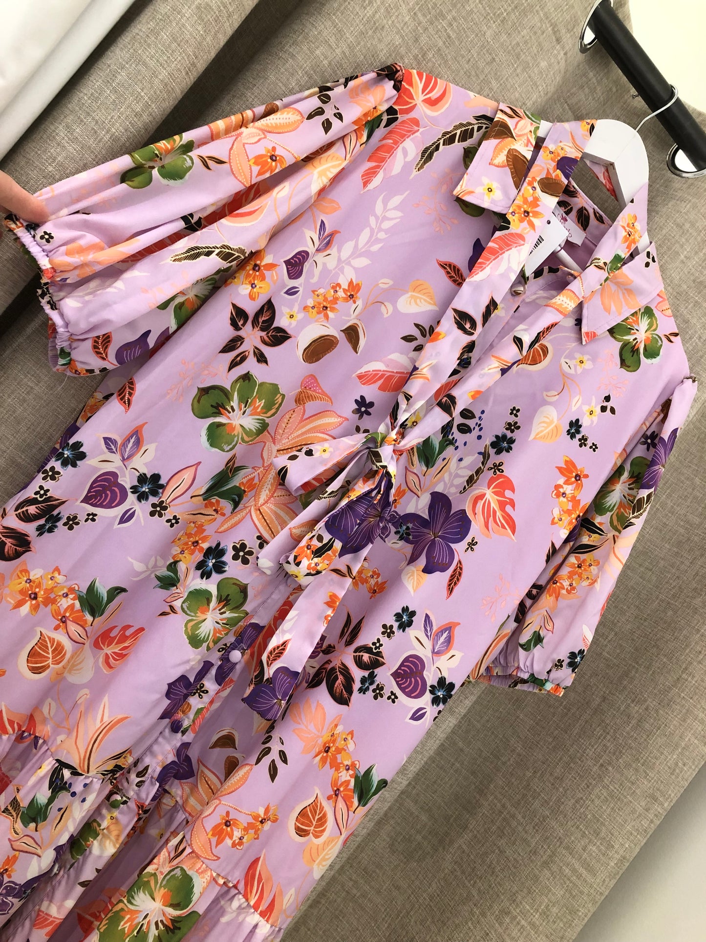 Charlo Purple Floral Button Up Dress - 16