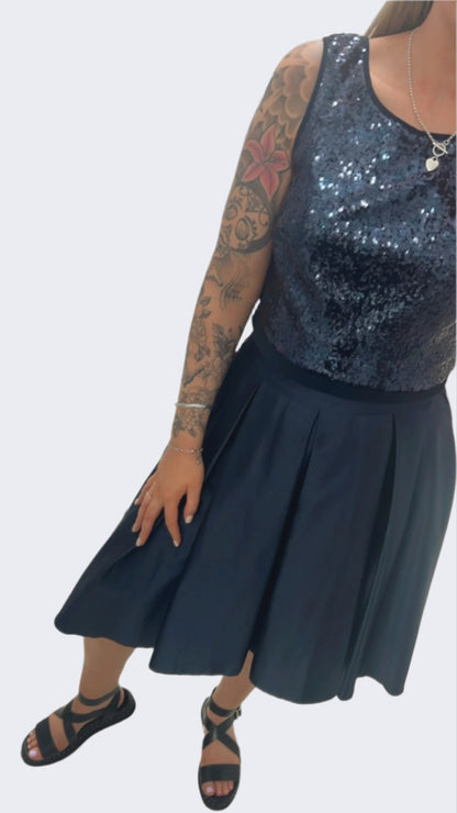Review Navy Sparkly Top & Pleated Skirt Set - 10