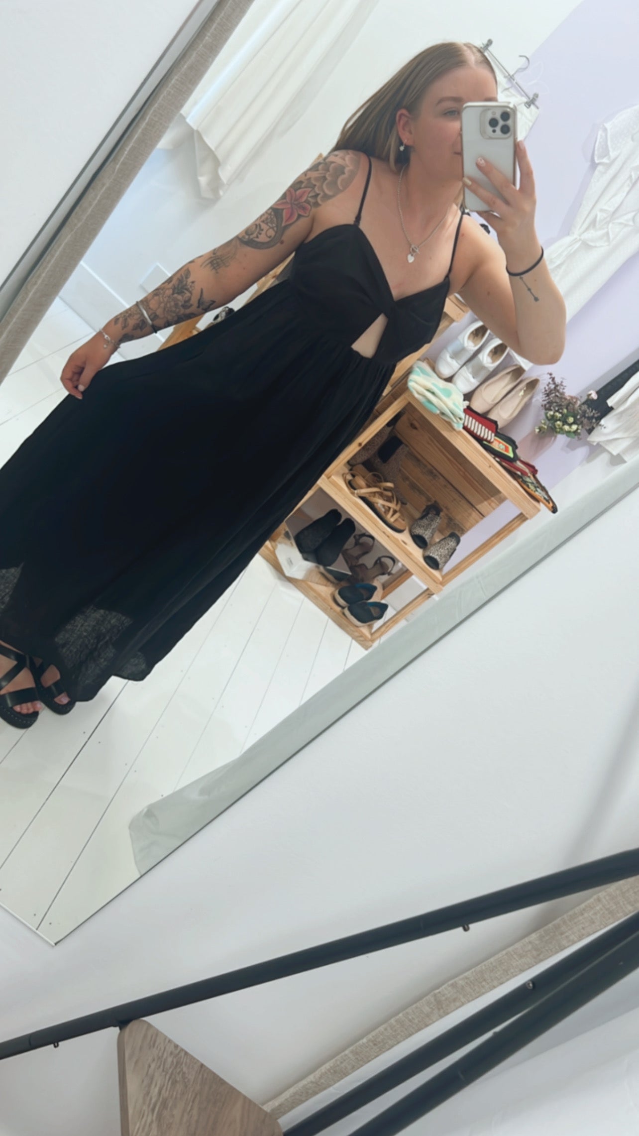 Aere Black Linen Maxi Dress, 10