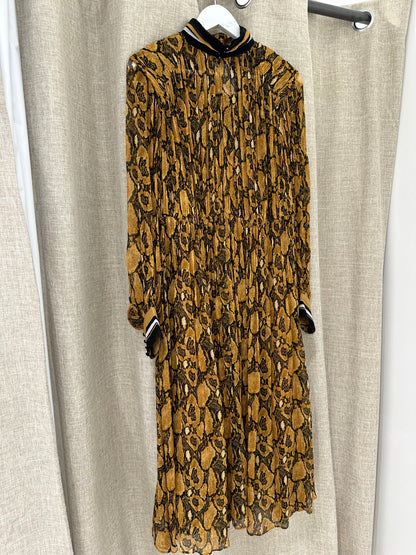 Country Road Animal Print Sheer Black & Yellow Maxi Dress - 8