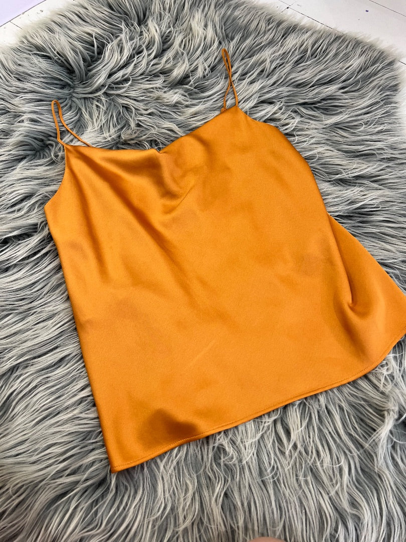 River Island Orange Satin Singlet Top, 10