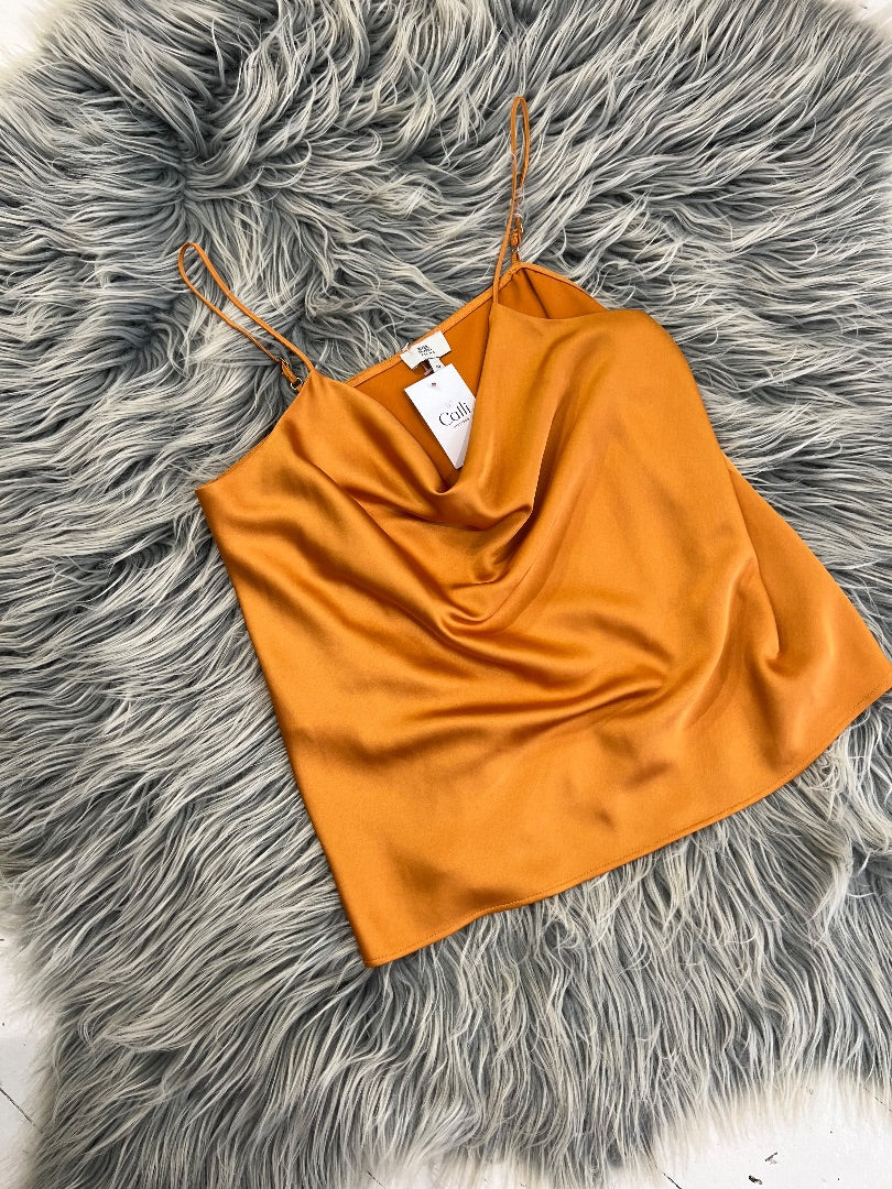 River Island Orange Satin Singlet Top, 10