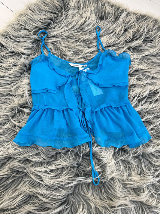 Glassons Sheer Blue Tie Top, 10