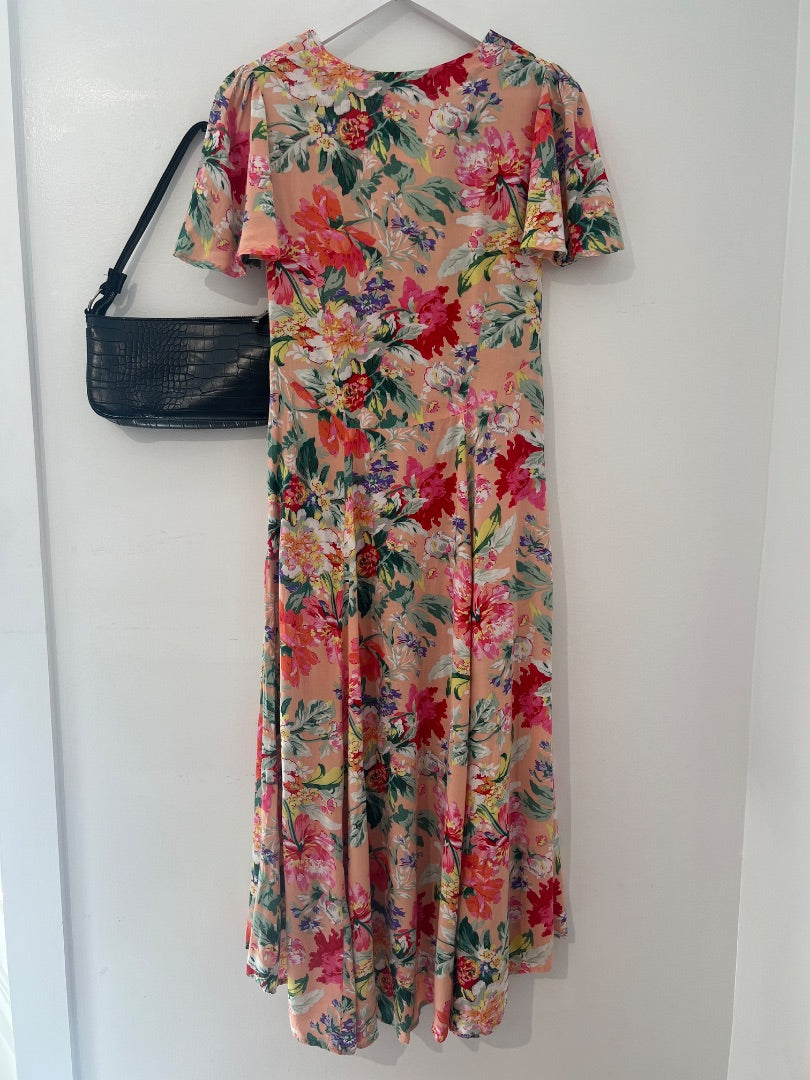 Tosca & Salome Pink Floral Midi Dress, XS