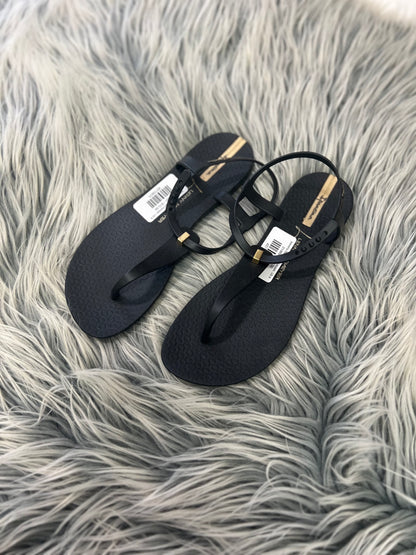 Ipanema Black/Gold Sandals, US 8