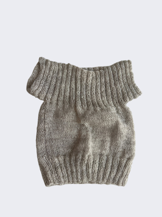 Unbranded Light Brown Handmade Short Sleeve Knit, 0-3m