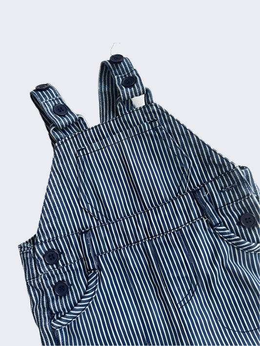 Teeny Weeny White/Navy Stripe Denim Dungarees, 0-3m