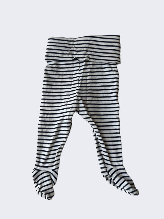 Cotton On Baby Black/Navy Striped Footed Leggings, 0-3m