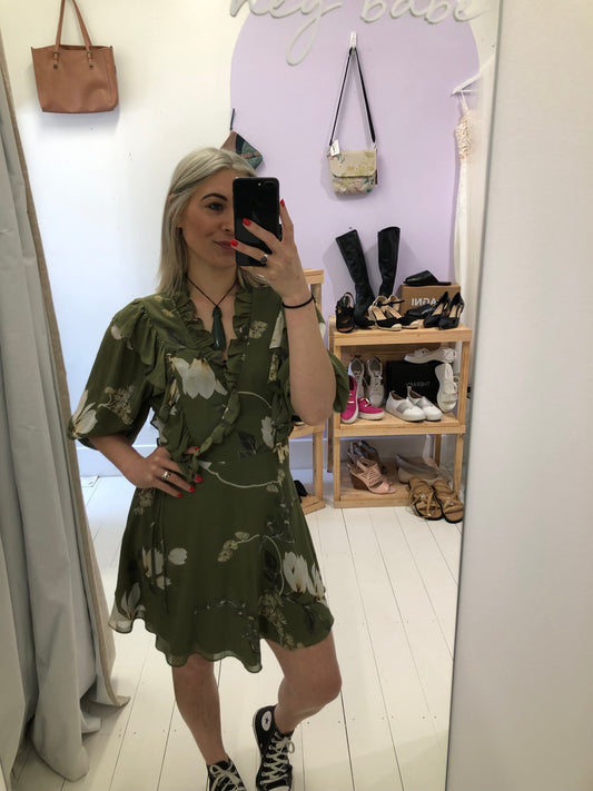 Shona Joy Green Floral Mini Dress - 10