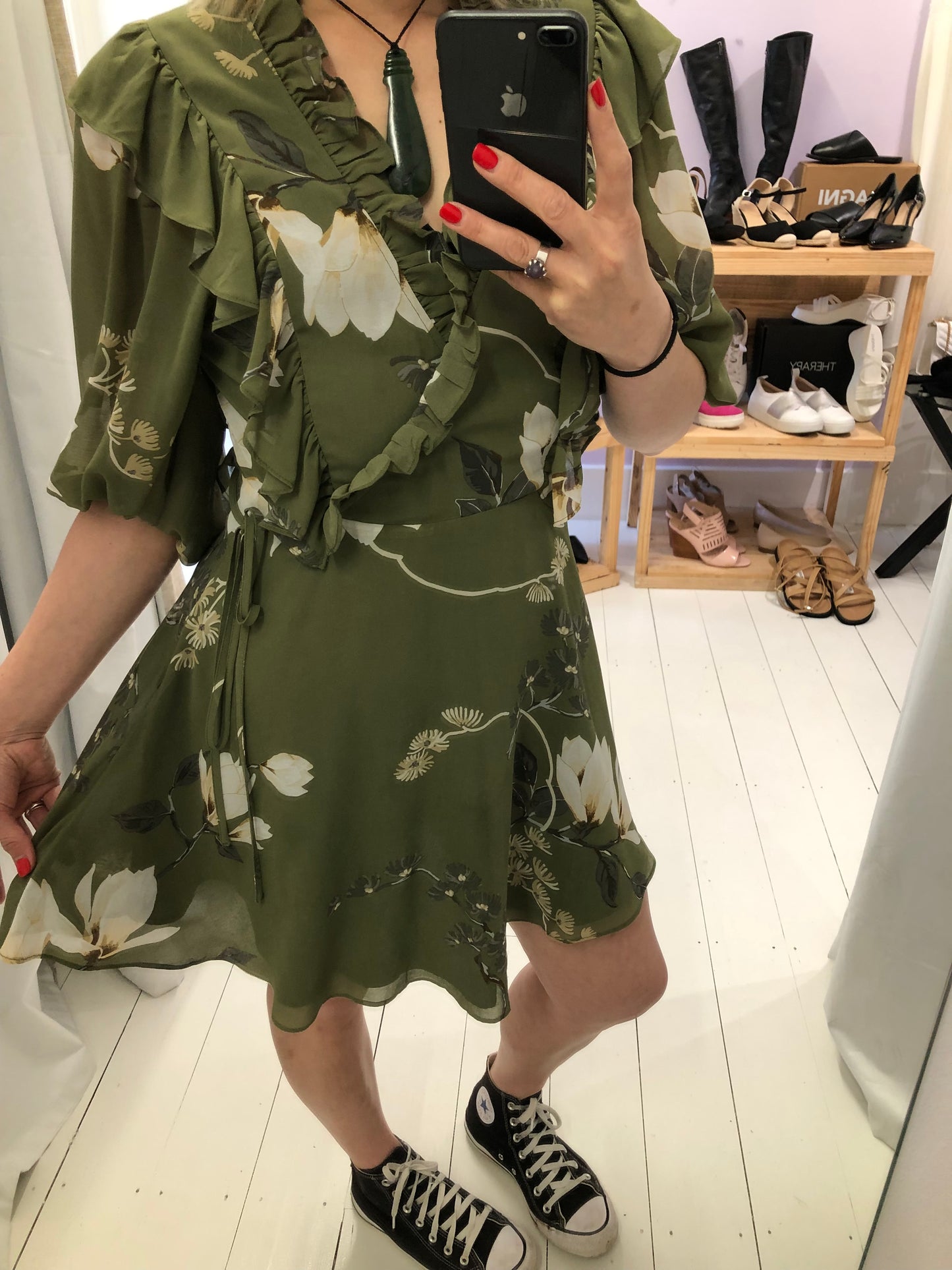 Shona Joy Green Floral Mini Dress - 10