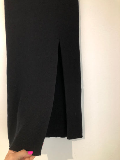 Glassons Ribbed Black Midi Skirt - M